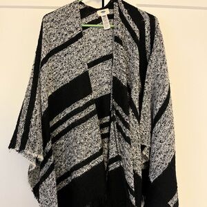 Black and White Striped Poncho
